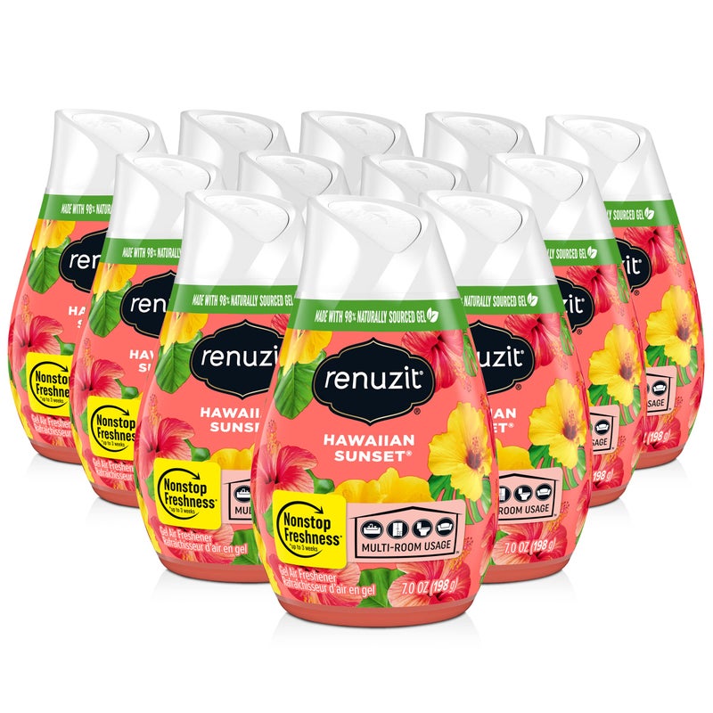 Renuzit Adjustable Solid Gel Air Freshener Cones, Hawaiian Sunset, Nonstop Freshness, 7 Oz, 12 Count - Image 1